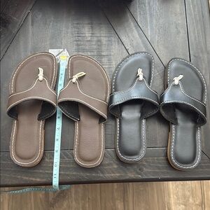 Brown and Black Leather KINO Sandals
